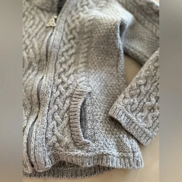 Aran Market Irish Sweater Side Zip Jacket Size M/L - Picture 7 of 12